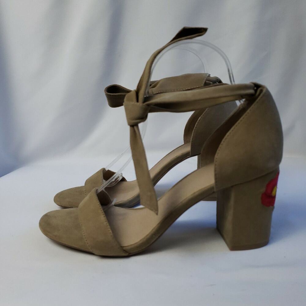 Alex + Alex Womens Tan Leather Comfort Tie Strappy Block‎ Heel Sandals Size 9.5